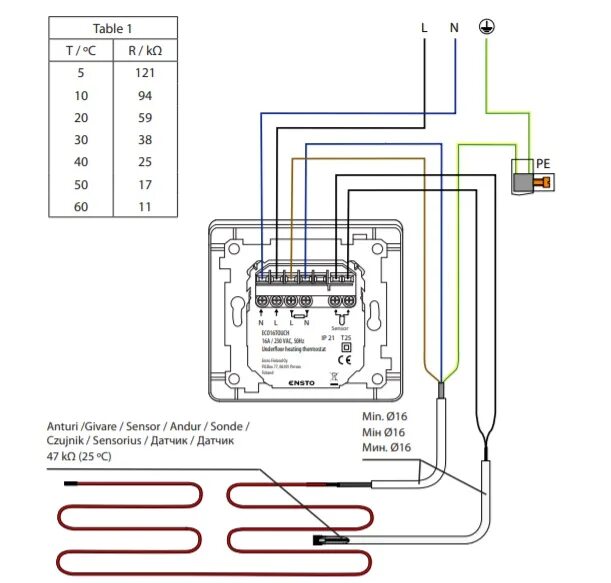 Порядок подключения терморегулятора теплого пола Терморегулятор комбин. программ. белый ECO16TOUCH купить с доставкой в Санкт-Пет