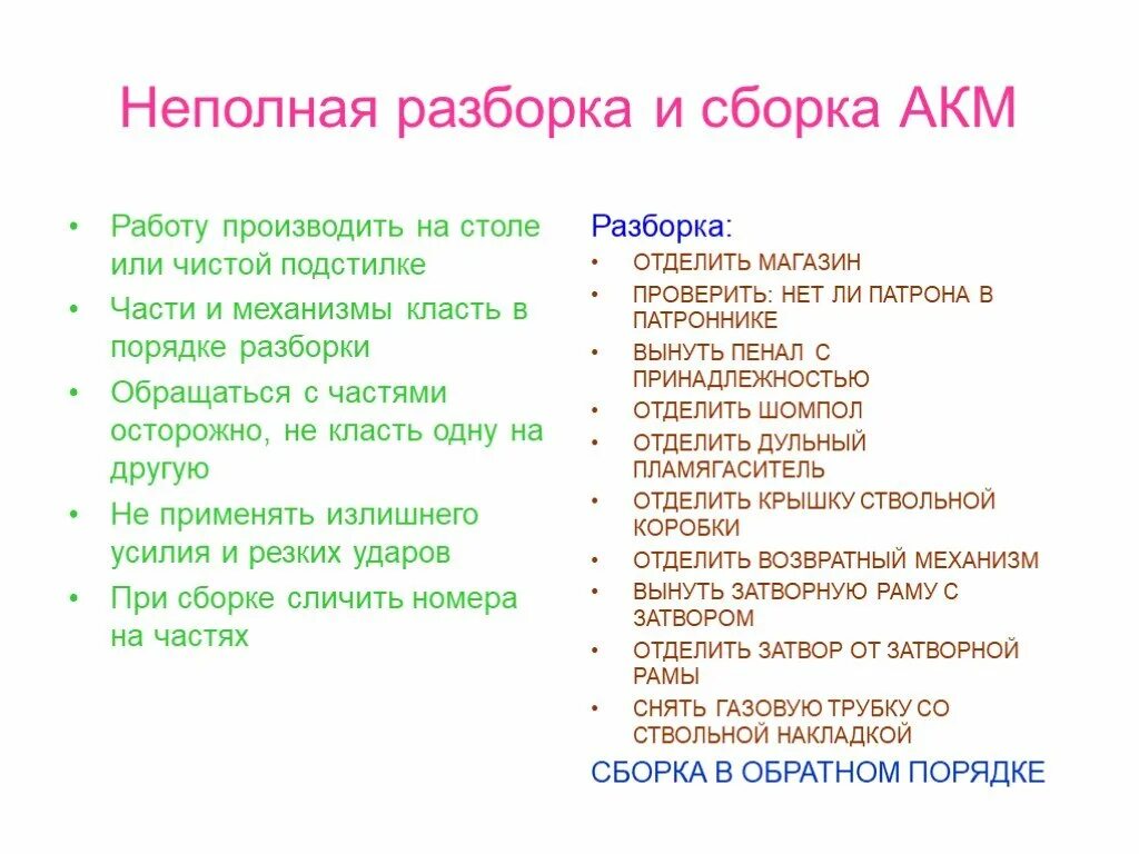 Порядок разборки ак Картинки РАЗБОРКА АК 74 ПОСЛЕДОВАТЕЛЬНОСТЬ