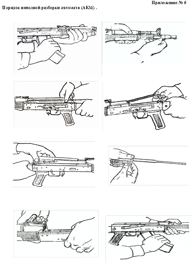 Порядок разборки автомата калашникова по пунктам Последовательность сборки автомата неполной разборки