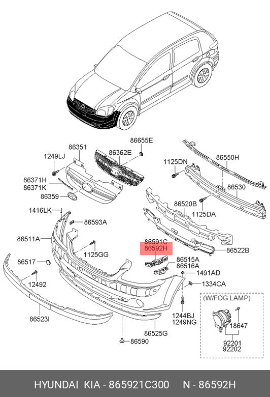 Порядок разборки бампера на хендай гетц 865921C300 Кронштейн переднего бампера R HYUNDAI/KIA 86592-1C300 HYUNDAI KIA - к