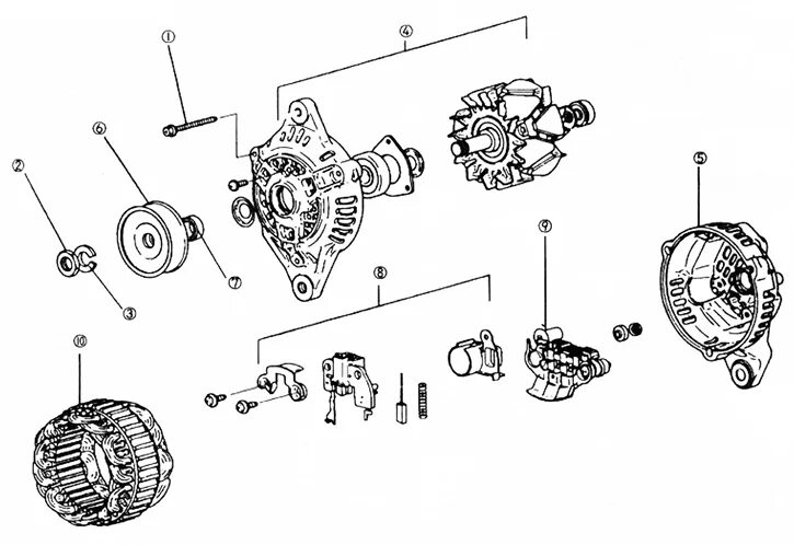 Порядок разборки генератора Generator - disassembly (Kia Avella 1994-2000: Power unit: Battery and alternato