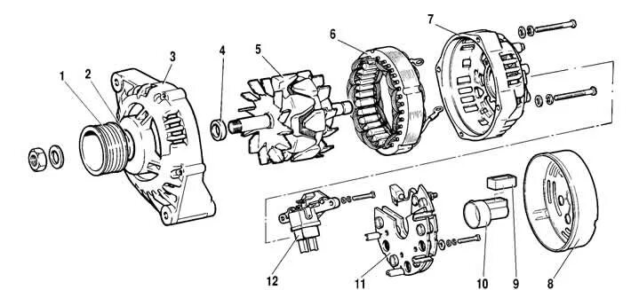 Порядок разборки генератора Generator disassembly (Chevrolet Niva 1 2002-2016: Electrical equipment: Power d