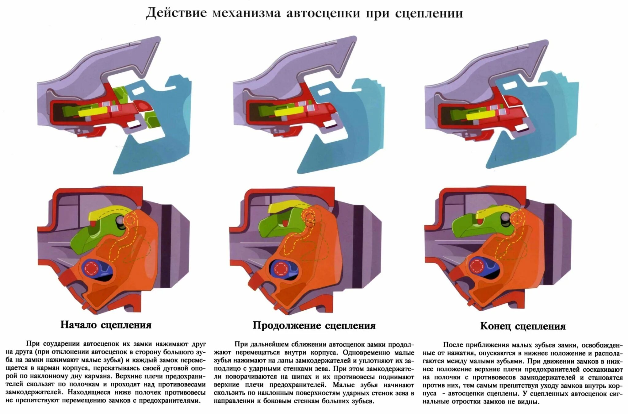 Порядок разборки и сборки механизма автосцепки Действие механизма автосцепки при сцеплении