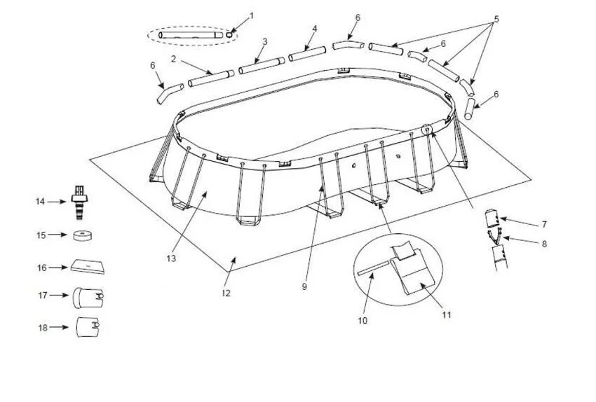 Порядок разборки каркасного бассейна Купить Бассейн каркасный 503х274х122см, Prism Frame Pool Oval (ромб), фильтр нас