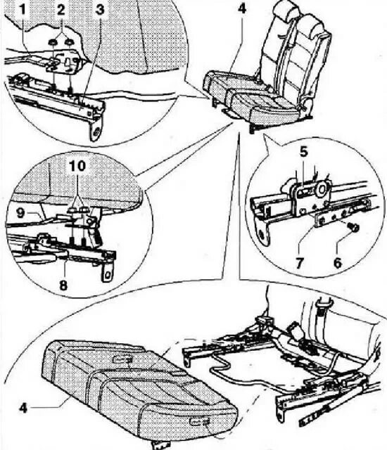 Порядок разборки механизма регулировки сиденья Задние сиденья от Тигуана - Volkswagen Golf Plus, 2 л, 2008 года просто так DRIV