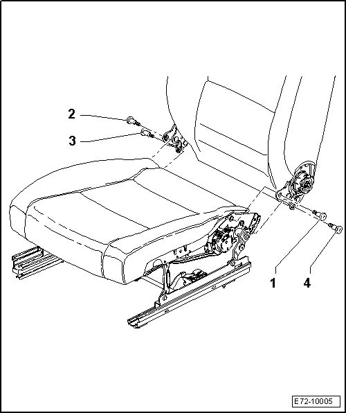 Порядок разборки механизма регулировки сиденья SEAT Workshop Service and Repair Manuals Leon Mk2 Body Bodywork, Interior fittin