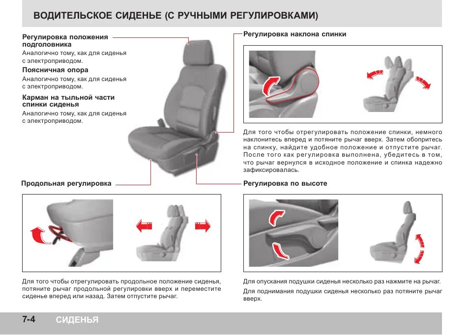 Порядок разборки механизма регулировки сиденья Водительское сиденье (с ручными регулировками), Сиденья Инструкция по эксплуатац