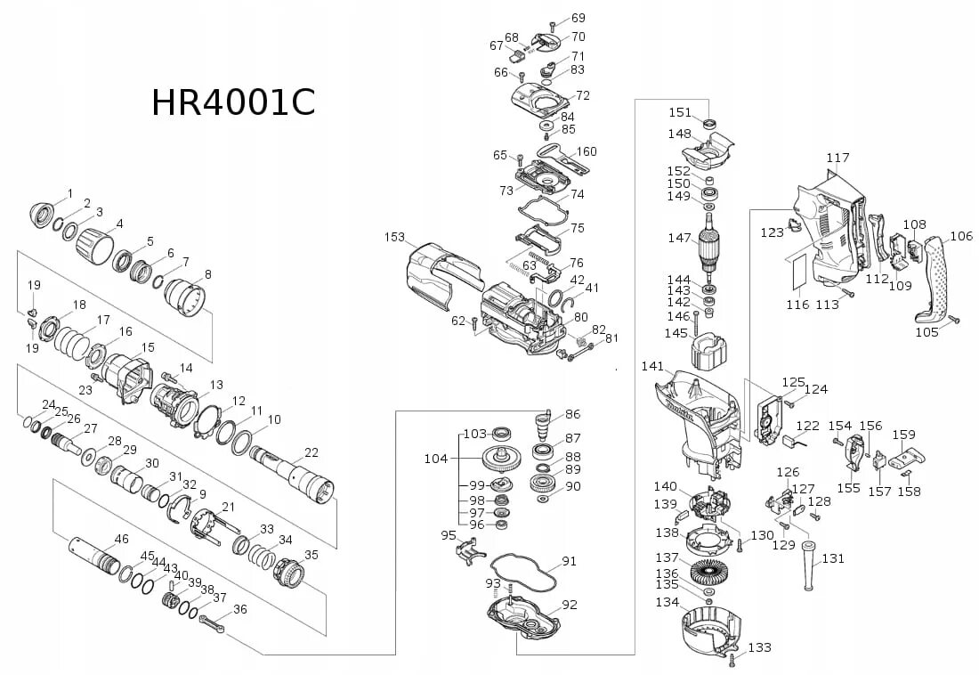 Порядок разборки перфоратора макита 1656339 втулка blokująca makita hr4001c . hr4010c .hr4011c купить по цене 148.18