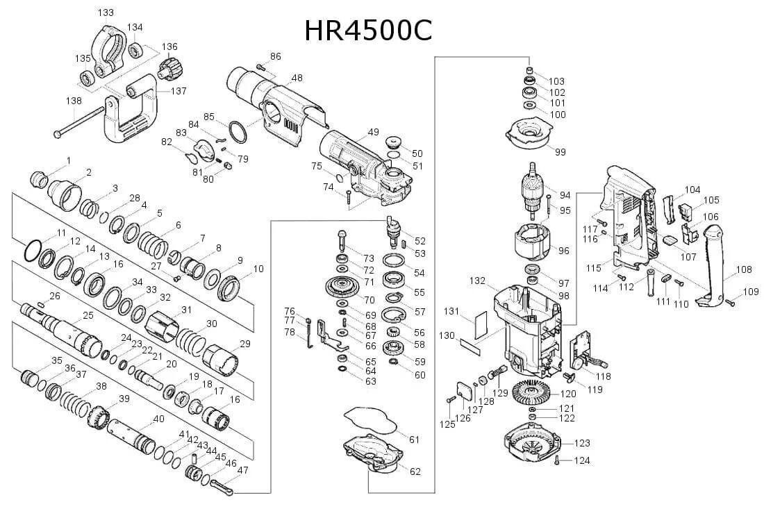 Порядок разборки перфоратора макита Сборка редуктора перфоратора Makita 2450