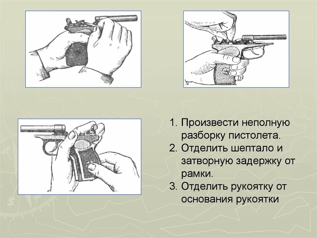 Порядок разборки сборки пистолета Разборка пм