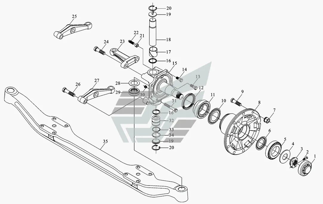 Порядок разборки шкворней на шахмане х3000 Передняя ось MAN-F2000 (SX3254JS384) (Чертеж № 96: список деталей, стоимость зап