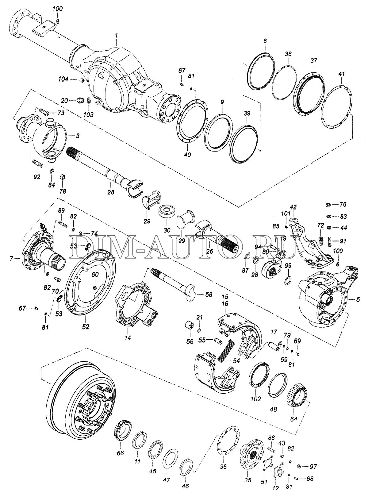 Порядок разборки ступицы заднего колеса камаз 43118 МОСТ ПЕРЕДНИЙ 43118-2300020-10 КАМАЗ 43269 артикул на схеме - ☛ atl24.ru