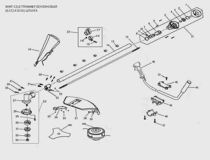 Порядок сборки аккумуляторного триммера Бензиновый триммер WATT WMT-52LB (8.052.430.00) - Multiservice