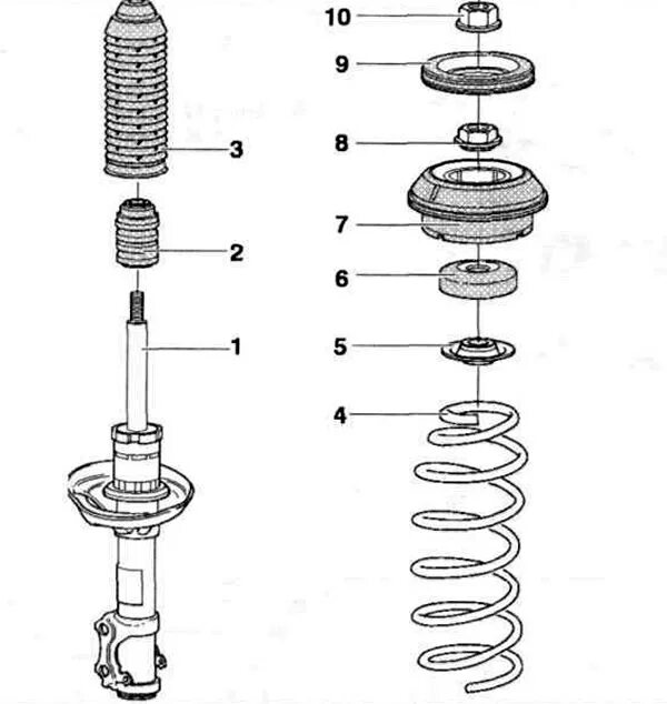 Порядок сборки akl 231 Volkswagen Polo 1995-2003: Shock absorber strut (Chassis / Front suspension) VWm