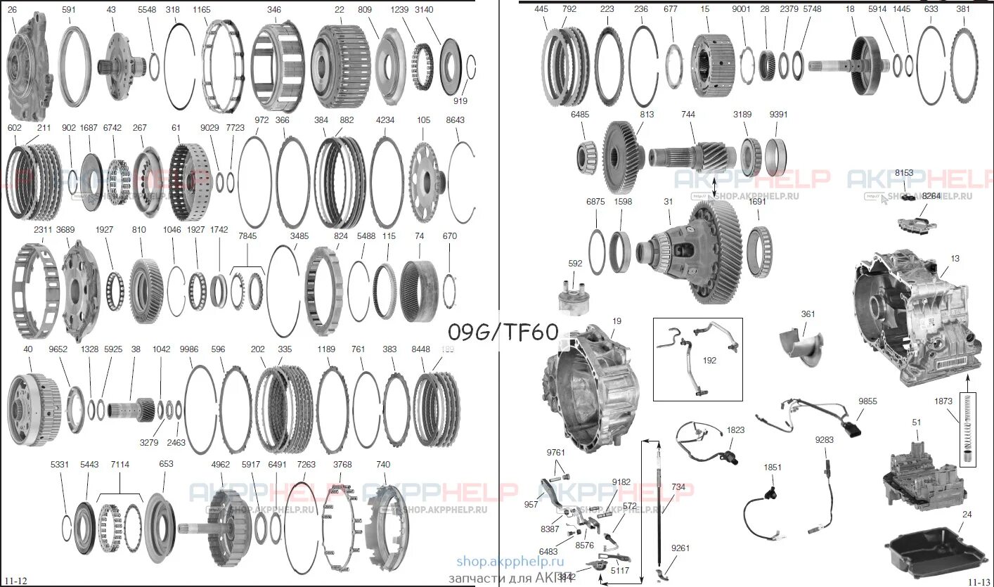 Порядок сборки акпп 09G 09K TF-60SN TF61 Схема АКПП интерактивная