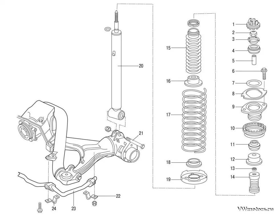 Порядок сборки амортизаторов передних фольксваген пассат б3 Опрос по деталям передней и задней подвески - Volkswagen Passat B3, 2 л, 1991 го