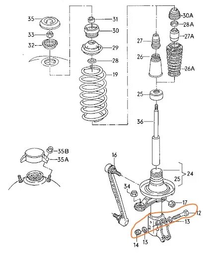 Порядок сборки амортизаторов передних фольксваген пассат б3 28A27A Амортизатор BOGE Запчасти на DRIVE2