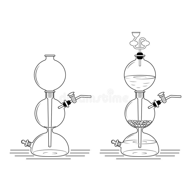 Порядок сборки аппарата киппа Two Kipp Apparatus, Empty and with Chemical Process. Chemical Laboratory Equipme