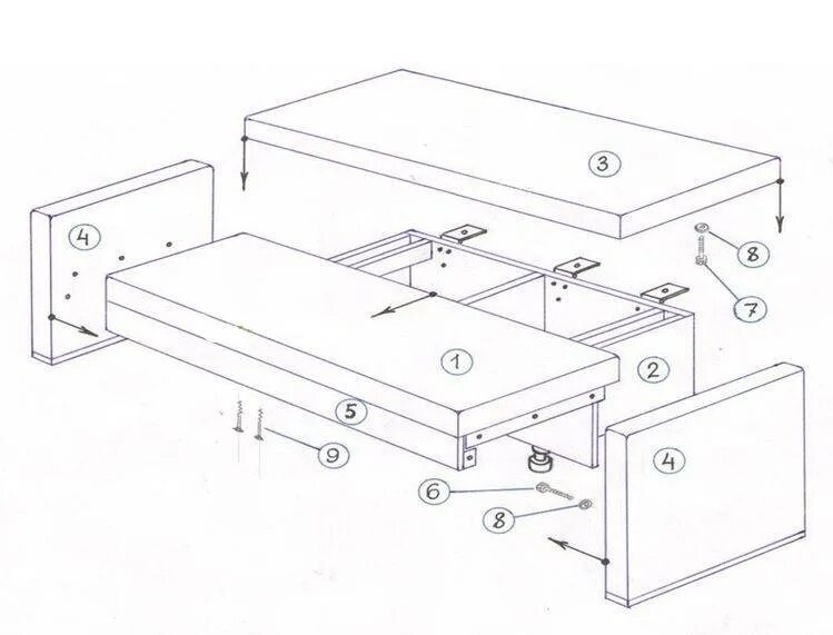 Порядок сборки дивана Сделать мягкую мебель своими руками чертежи - фото