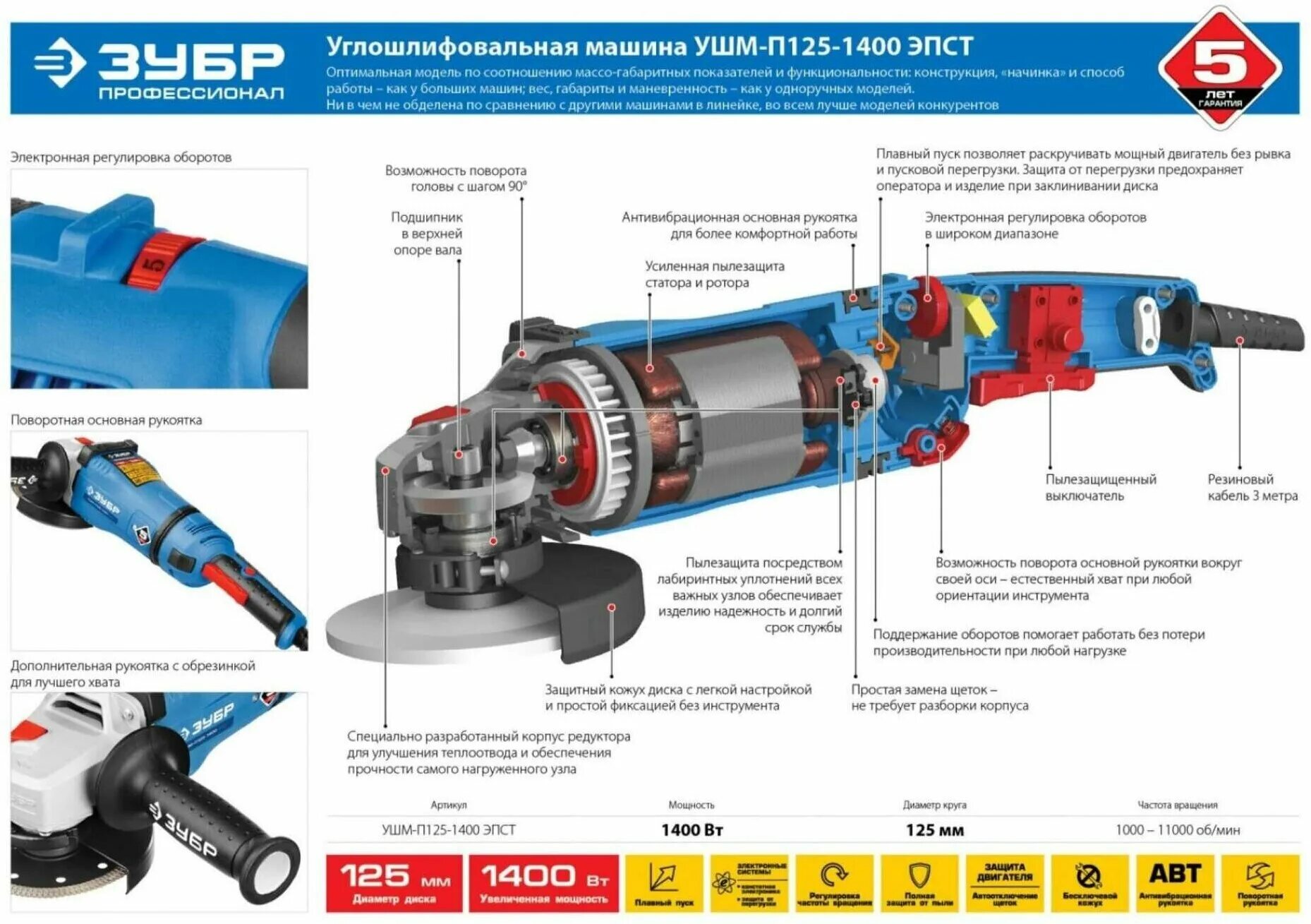 Порядок сборки для углошлифовальных машин nags 150 УШМ ЗУБР УШМ-П125-1400 ЭПСТ, 1400 Вт, 125 мм, без аккумулятора - купить в интерн