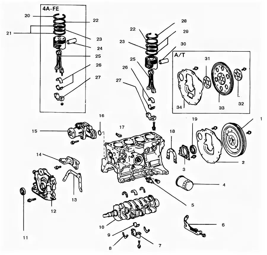 Порядок сборки двигателя 646071 Руководство по ремонту Toyota Corolla (Тойота Королла) 1992-1998 г.в. 3.1.2.6 По