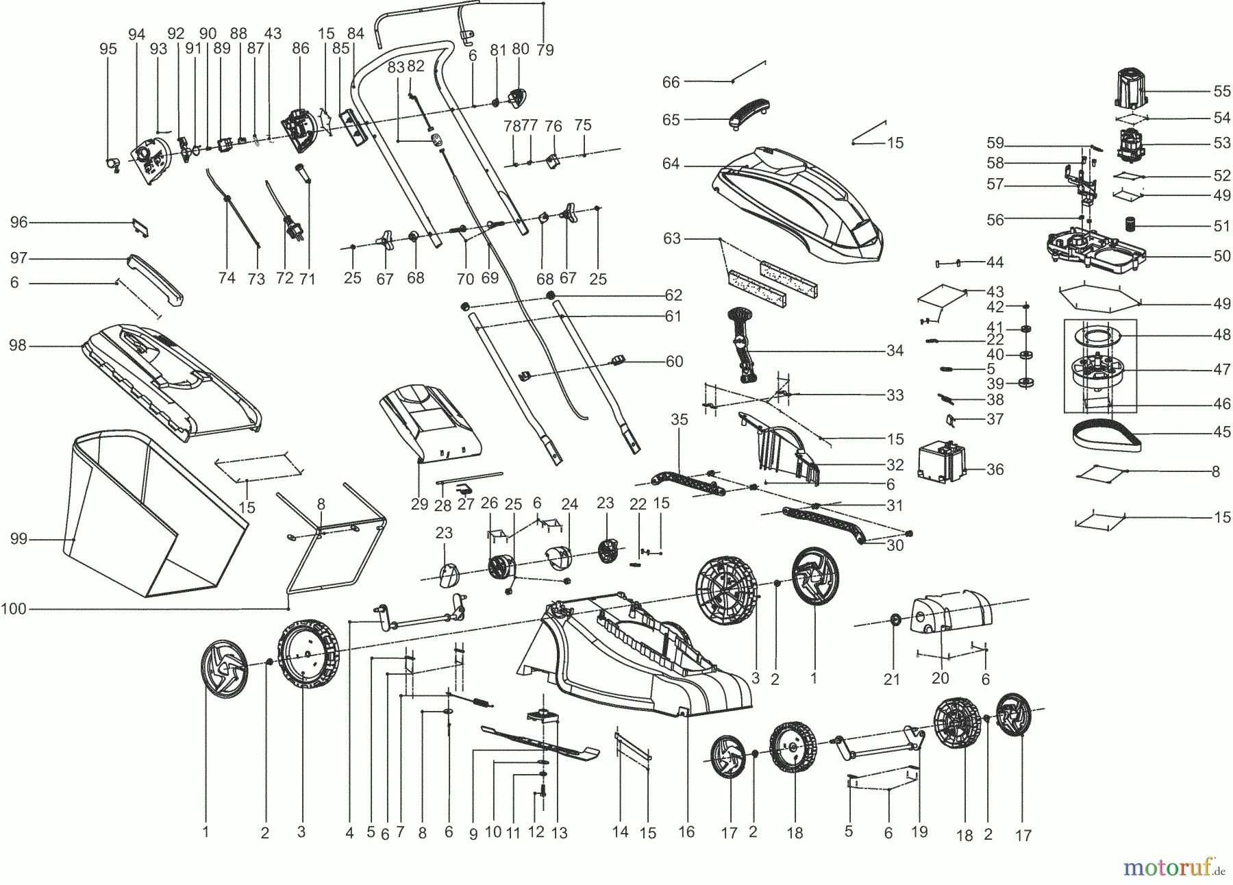 Порядок сборки елм 4601 газонокосилка Dolmar Rasenmäher Elektro EM380 1 EM-380, ELM3800 (EU-SCHUKO) Spareparts