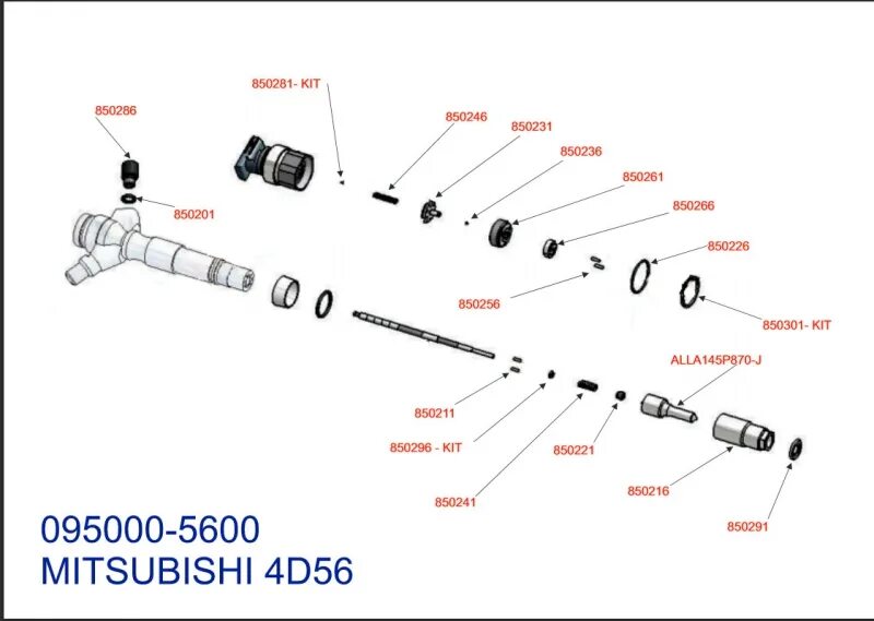 Порядок сборки форсунки Форсунка 095000-5600 1465A041 1465A257 Mitsubishi L200 2.5 4D56 CR EURO4 095000-