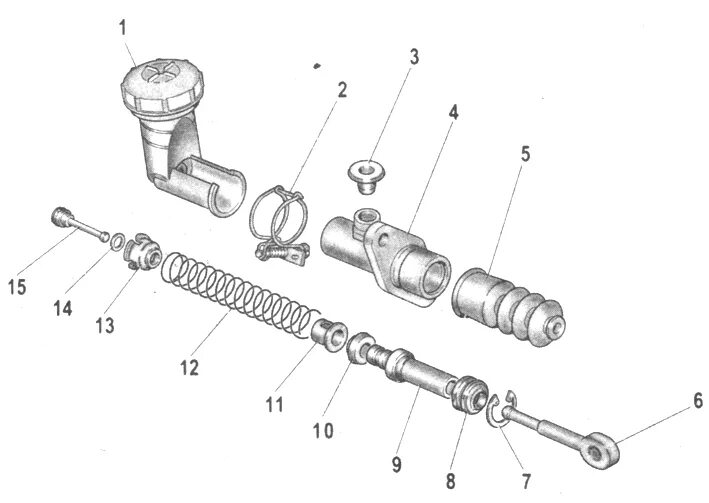 Порядок сборки главного цилиндра сцепления Трансмиссия, сцепление, разборка, установка, проверка технического состояния ВАЗ