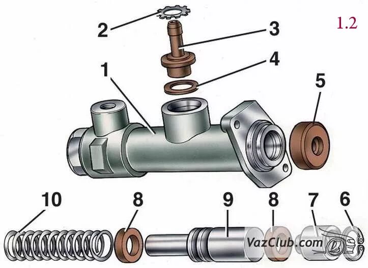 Порядок сборки главного цилиндра сцепления Ремонт сцепления - Lada 21074, 1,6 л, 2006 года своими руками DRIVE2