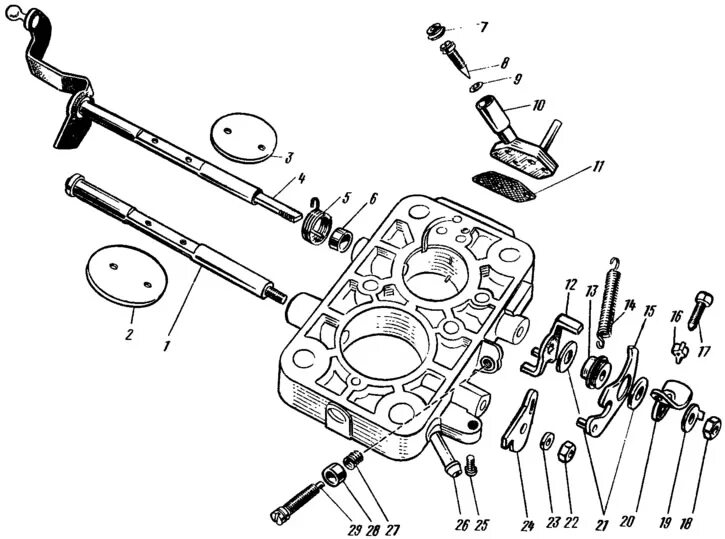 Порядок сборки карбюратора Disassembly and assembly of the carburetor (VAZ-1111 "Oka" 1988-1996 / Power uni