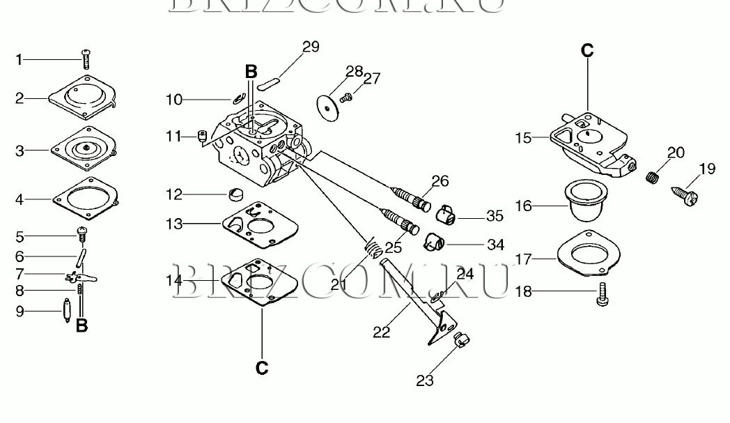 Порядок сборки карбюратора триммера Карбюратор бензинового триммера ECHO SRM-2305SI купить в Москве в интернет-магаз