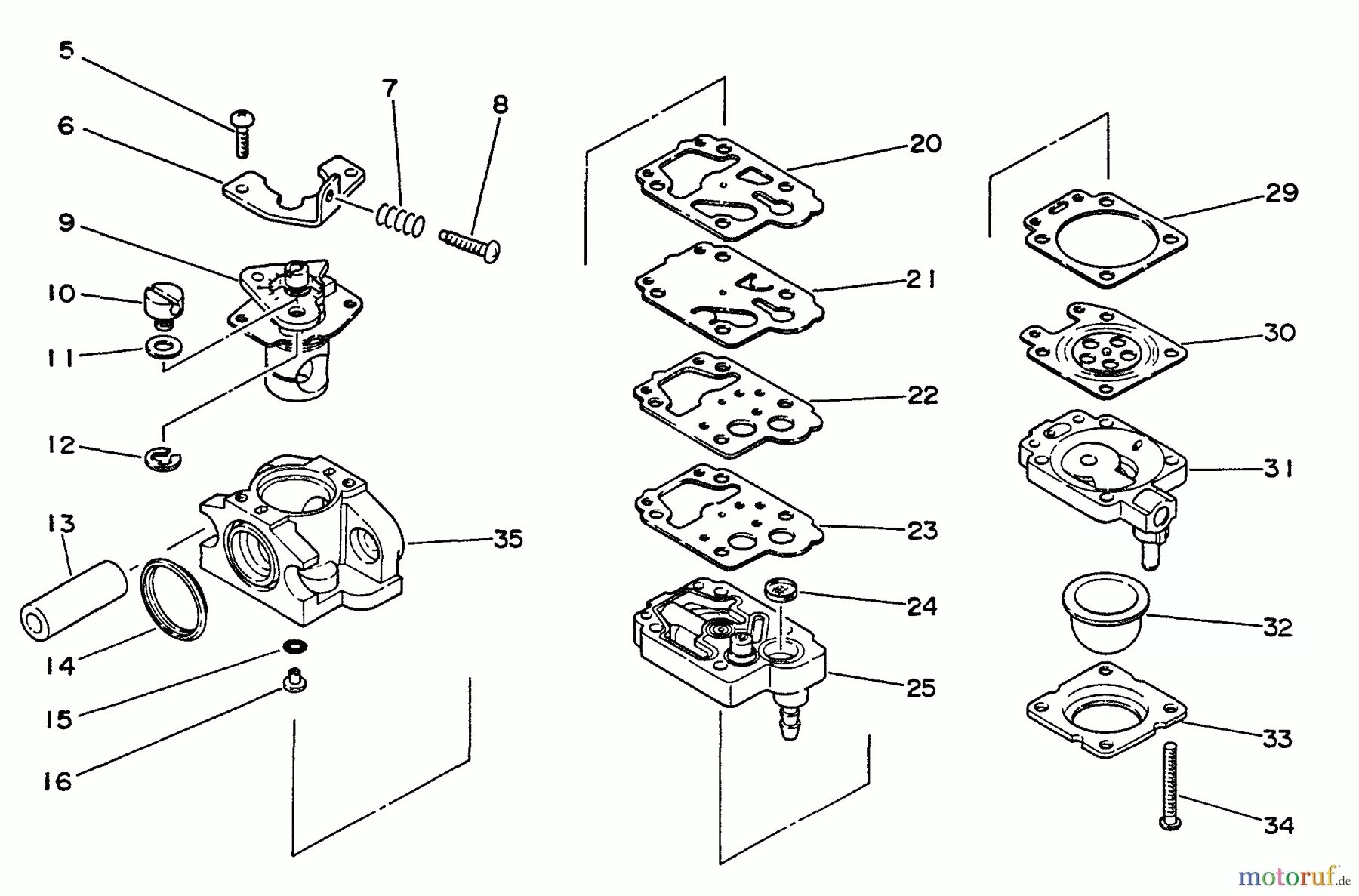 Порядок сборки карбюратора триммера Echo Trimmer, Faden / Bürste SRM-2000 - Echo String Trimmer Carburetor Sparepart