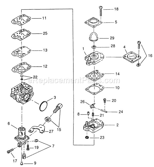 Порядок сборки карбюратора триммера Walbro WYJ-77-1 Carburetor OEM Replacement Parts From eReplacementParts.com