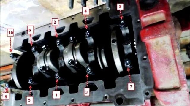 Порядок сборки коленвала Removing and installing crankshaft Cummins ISF2.8 Gazelle Nex