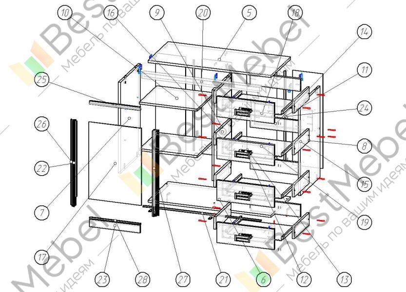 Порядок сборки комода грация Грация комод грация 4 схема - 88 фото
