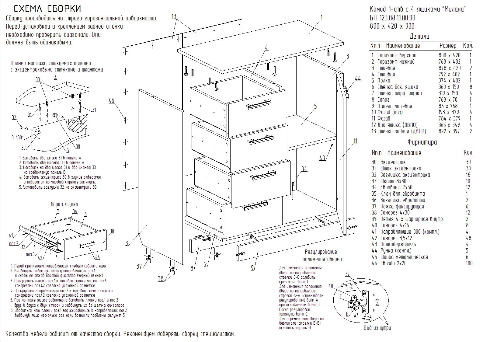 Порядок сборки комода грация Схема сборки комода тодален MebelVin.ru