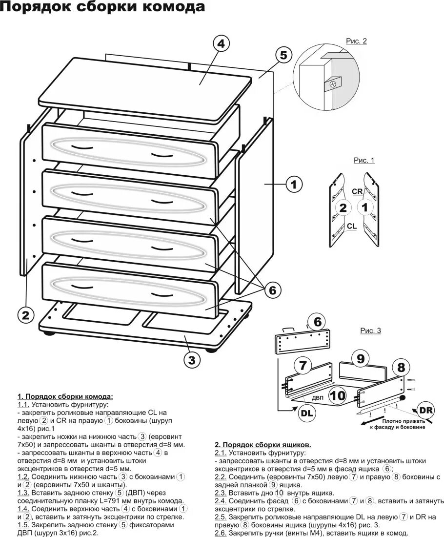 Порядок сборки комода грация Схема сборки комода 5 ящиков - Гранд Проект Декор.ру