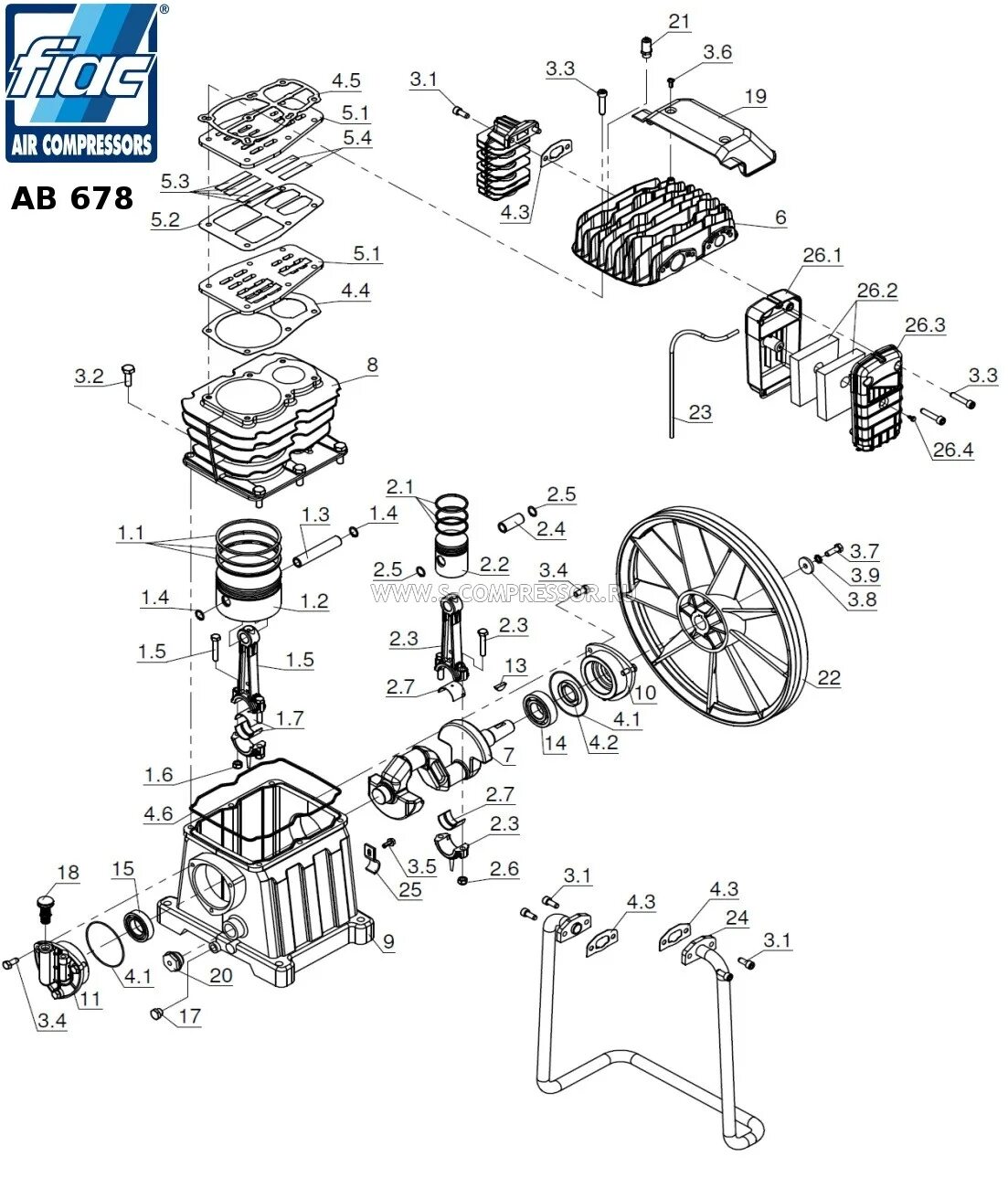 Порядок сборки компрессора Запчасти для поршневого блока (головы) AB 678 :: S-COMPRESSOR.RU
