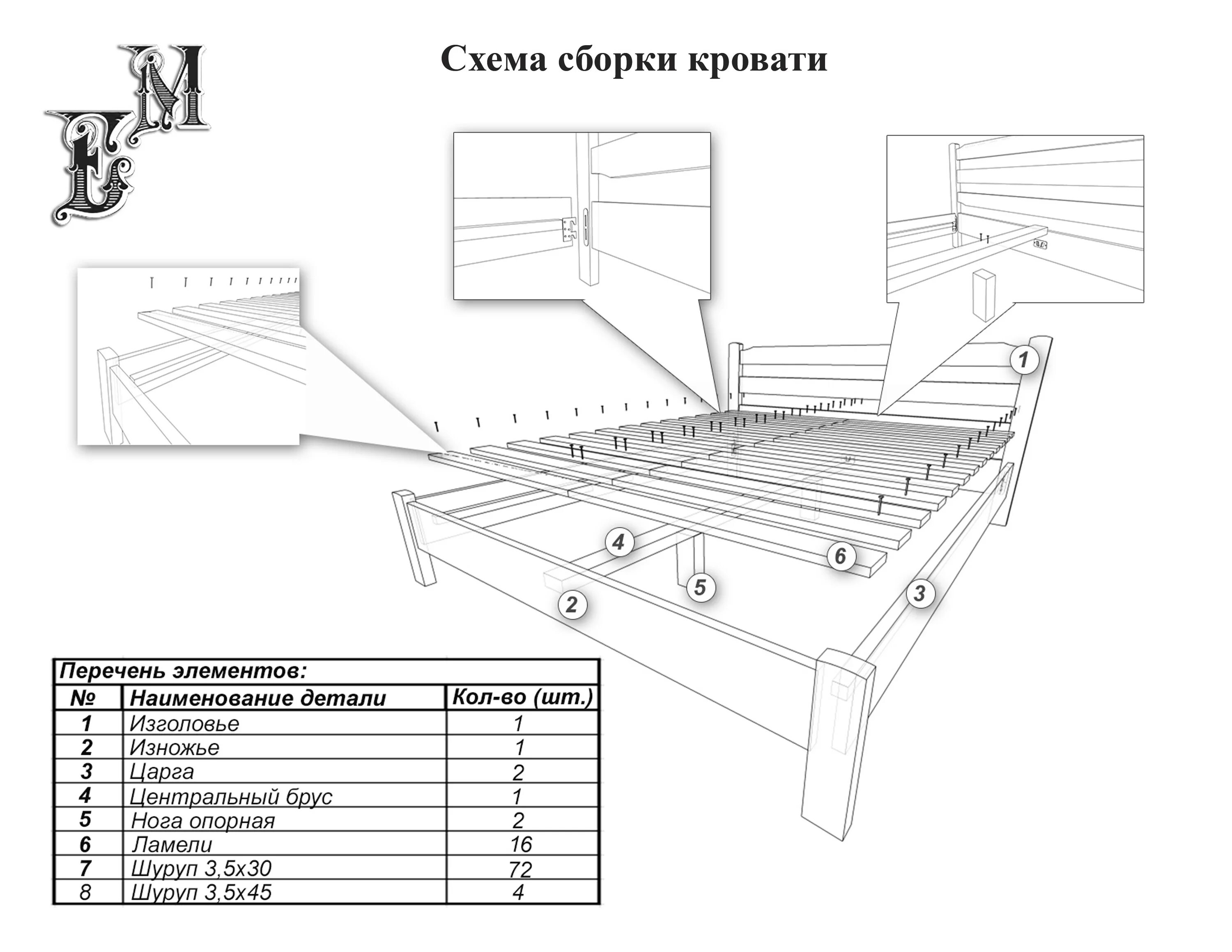 Порядок сборки кровати Кровать деревянная "Аврора" - Мир матрасов