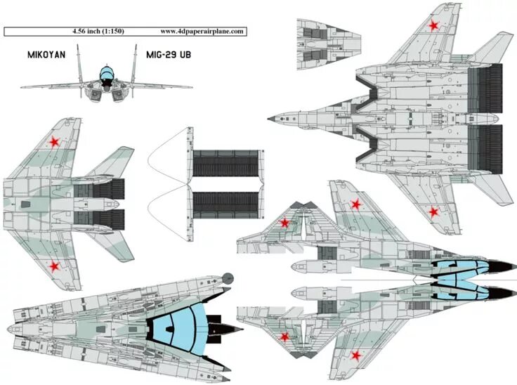 Порядок сборки миг 25 из бумаги Mikoyan Gurevitch MiG-29 Fulcrum Paper models, Paper airplane models, Paper airp