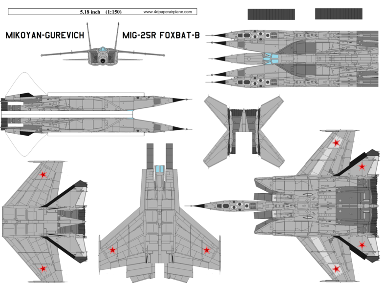 Порядок сборки миг 25 из бумаги Mikoyan Gurevich MiG-25 Foxbat Paper airplane models, Paper airplane template, P