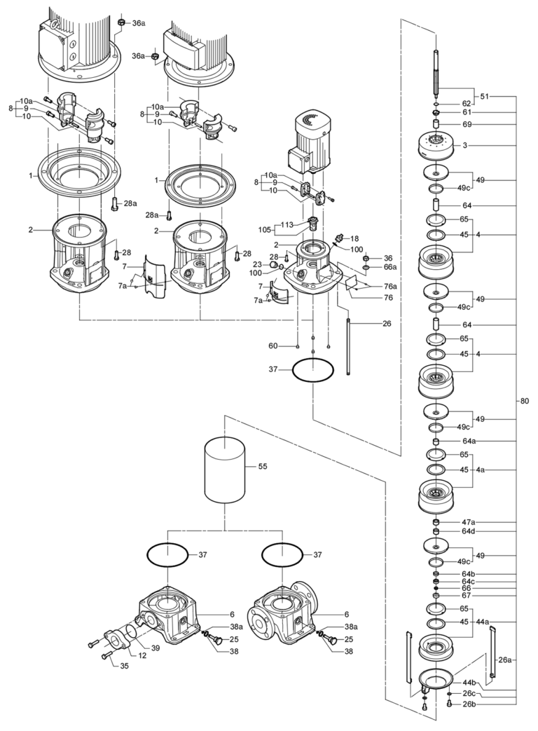 Порядок сборки насоса Насос Grundfos CR 20-2 A-A-A-E-HQQE артикул: 96500187