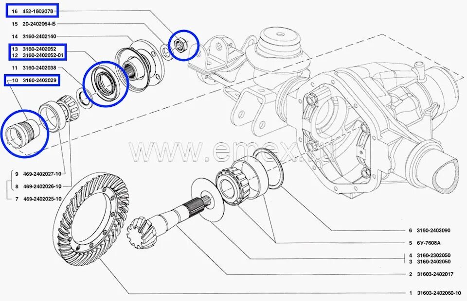 Порядок сборки переднего моста 31602402038 Кольцо упорное хвостовика моста спайсер УАЗ УАЗ Запчасти на DRIVE2