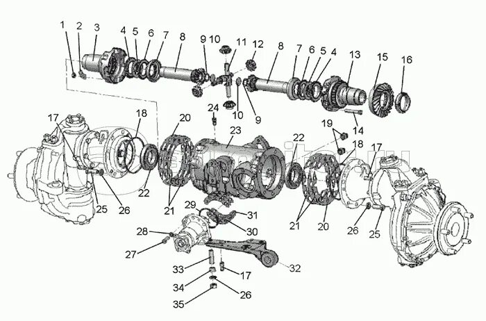 Порядок сборки переднего моста Передний ведущий мост, корпус переднего моста, дифференциал МТЗ-821/921 - купить