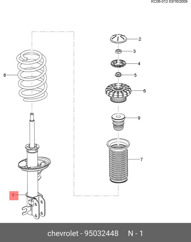 Порядок сборки передней стойки 95032448, Амортизатор подвески CHEVROLET: SPARK (M300) -2010-2018 - купить в инт