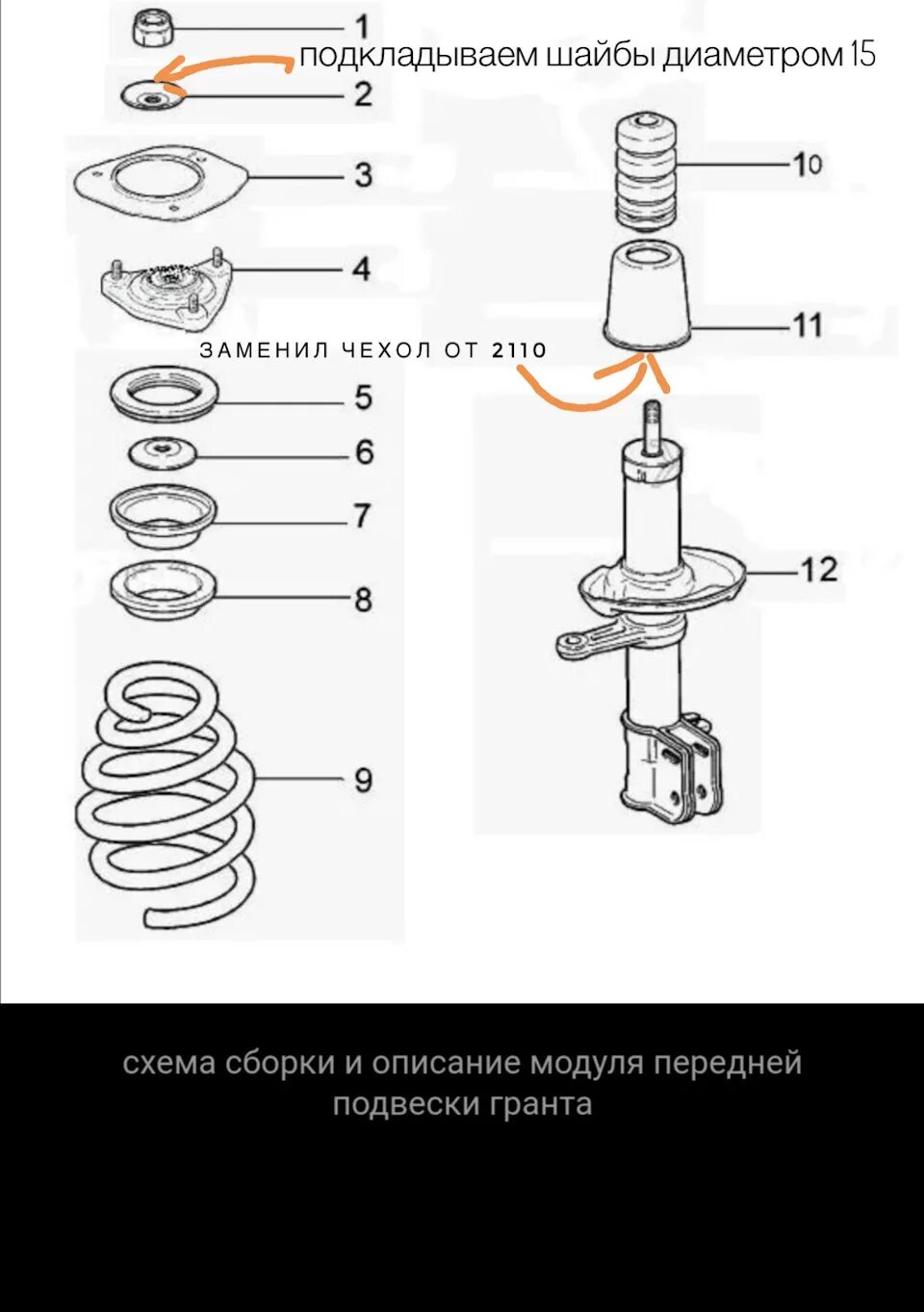 Порядок сборки передней стойки гранта Опоры стоек от Гранты - Lada Калина хэтчбек, 1,6 л, 2012 года запчасти DRIVE2