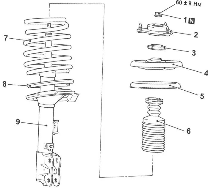 Порядок сборки передней стойки приора Replacing the front rack Lancer X