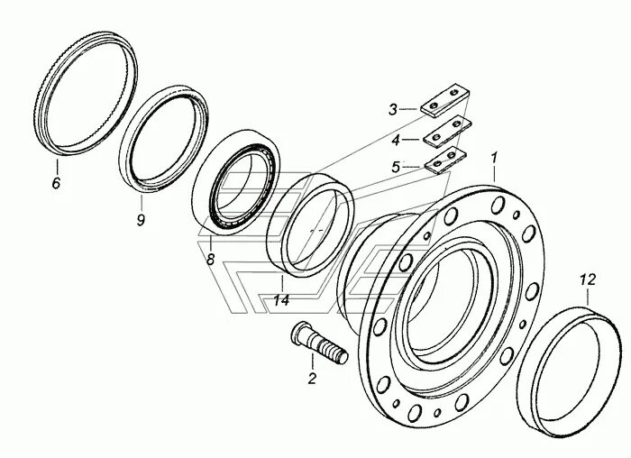 Порядок сборки передней ступицы камаз 6522-3103009 Ступица переднего колеса с подшипником КамАЗ-6522 (Евро-4) (Чертеж 