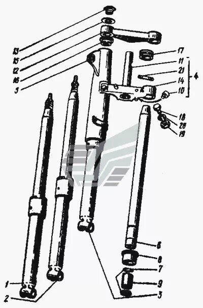 Порядок сборки перьев передней вилки урал Перо вилки, труба, наконечник, кожух Урал М-67-36 (Чертеж № 28: список деталей, 