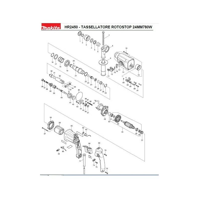 Порядок сборки перфоратора Ricambi Makita per Tassellatore SDS-Plus HR2450